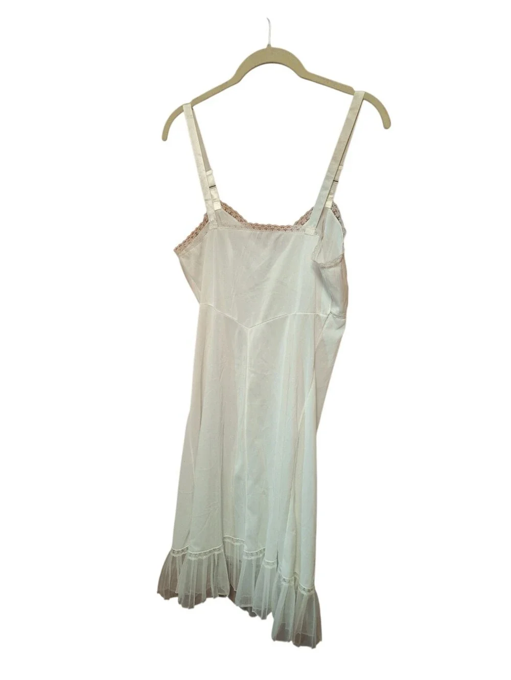 Vintage 1960s White ROGERS  Brand Slip Ladies 36 Ivory Lace Details READ damaged - Picture 3 of 6